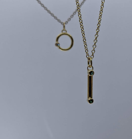 Double Emerald 18ct Stick Necklace