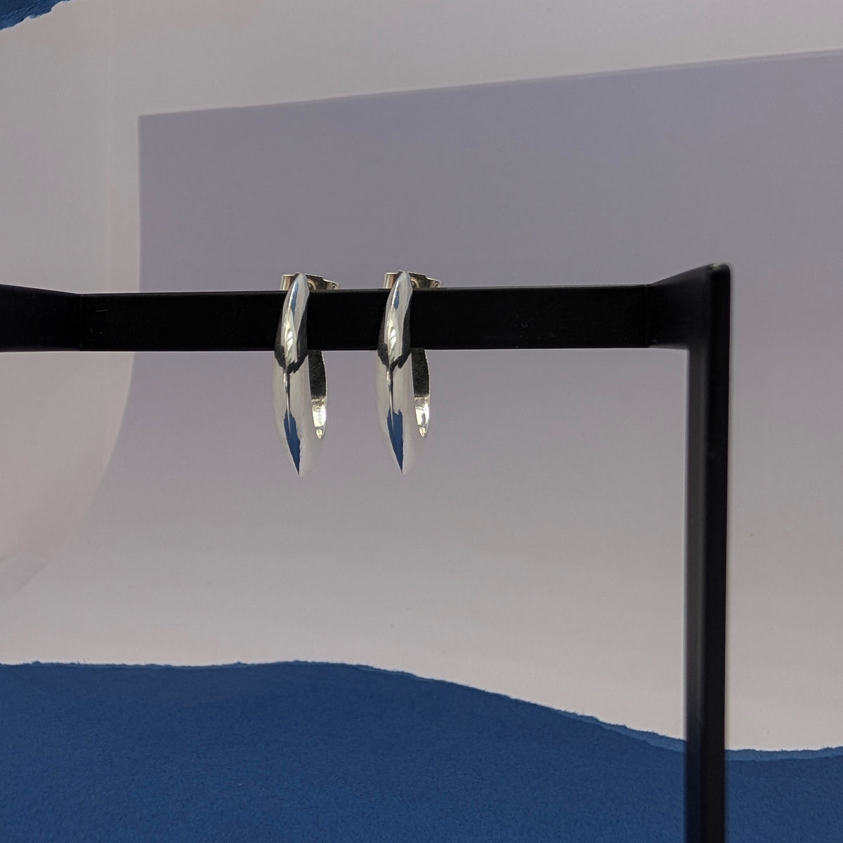 Solid Silver Knife Edge Hoops