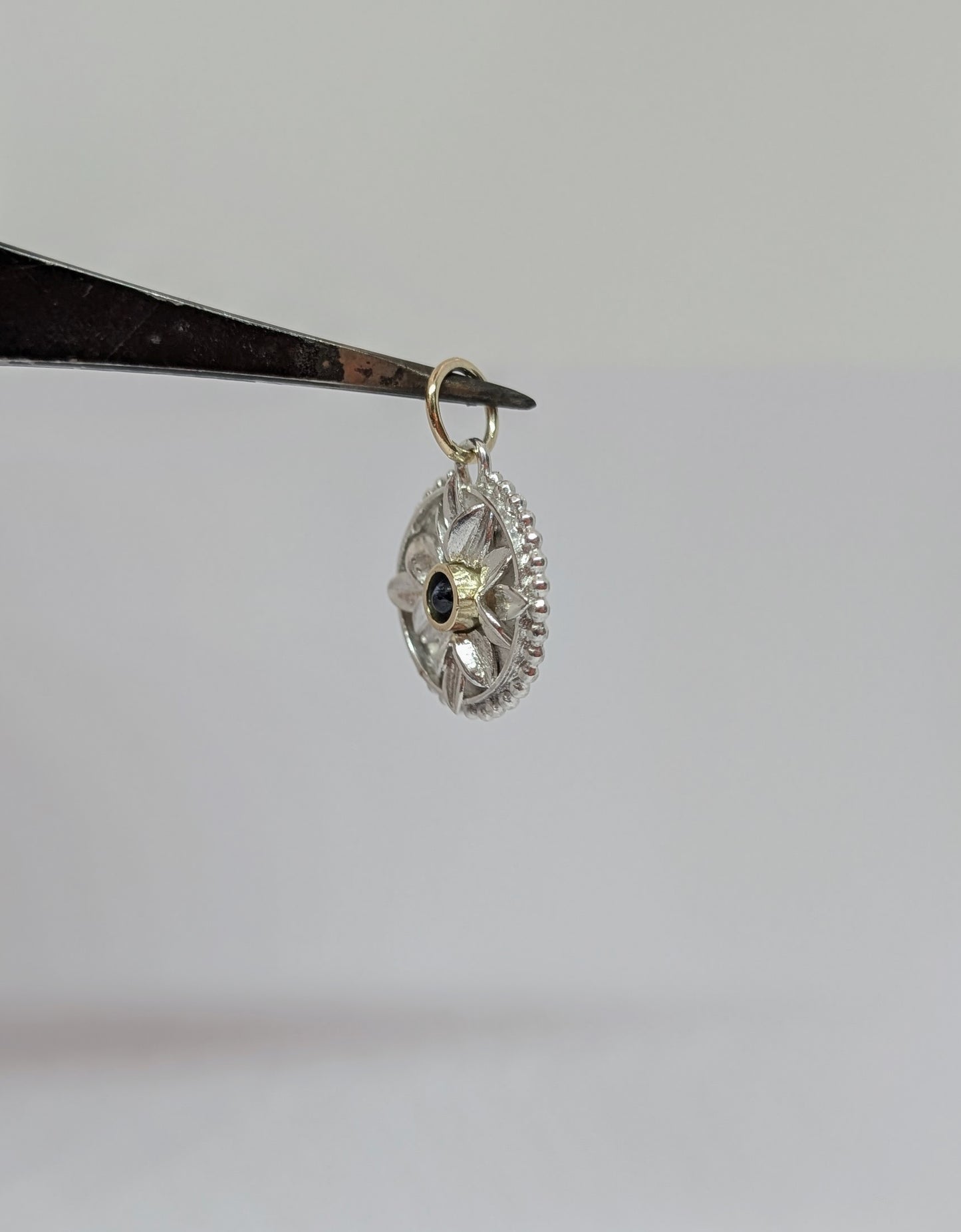 Sapphire Petal Compass Charm