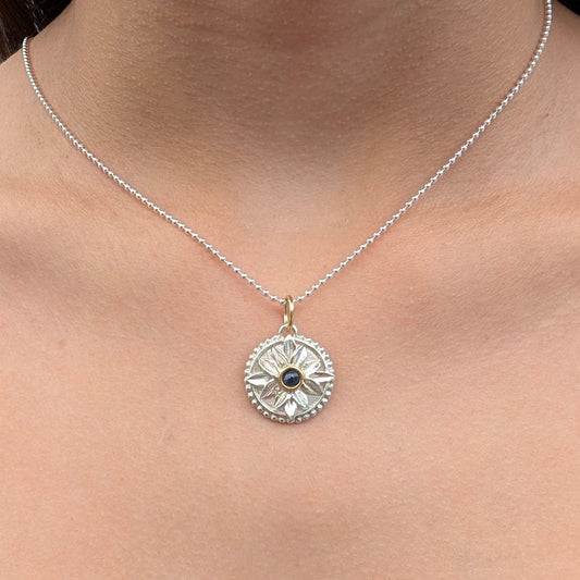 Sapphire Petal Compass Charm